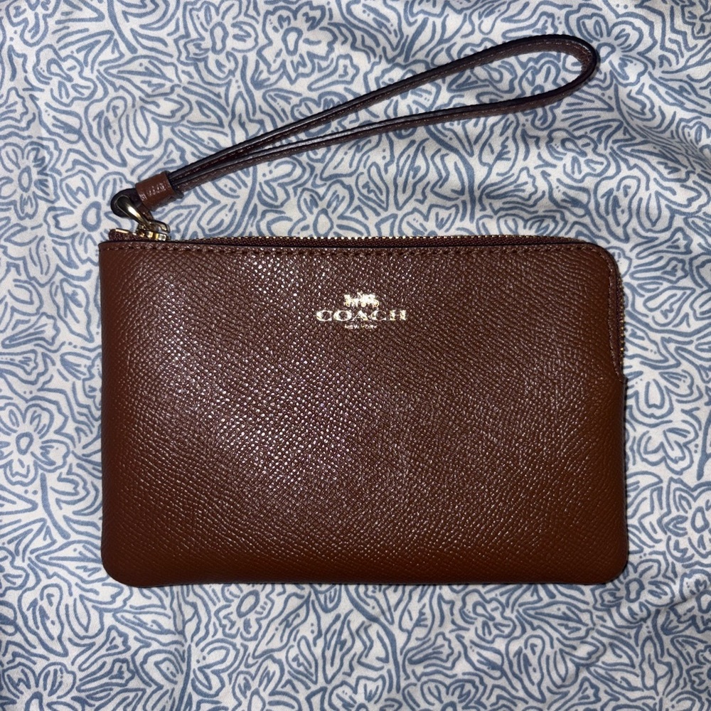 Coach Brown Leather Wallet with Wrist Strap